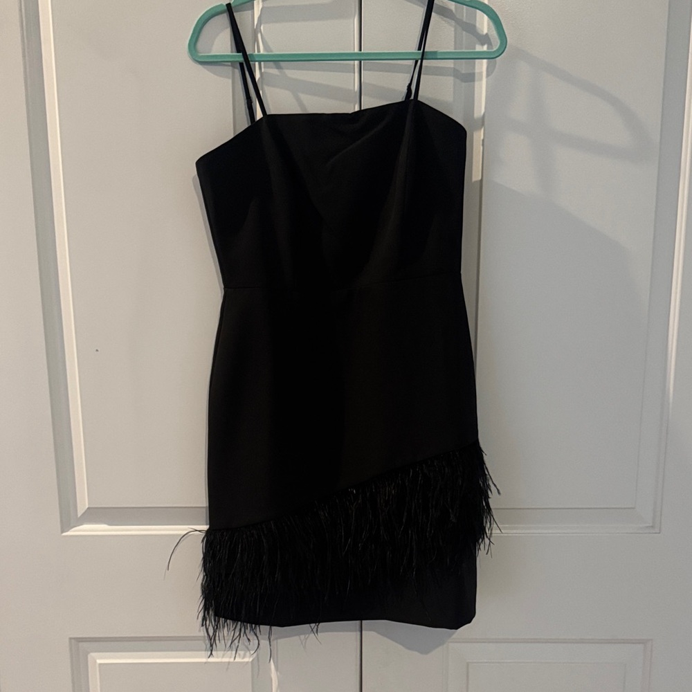 Sam Edelman Black Mini Dress with Feathered Hem